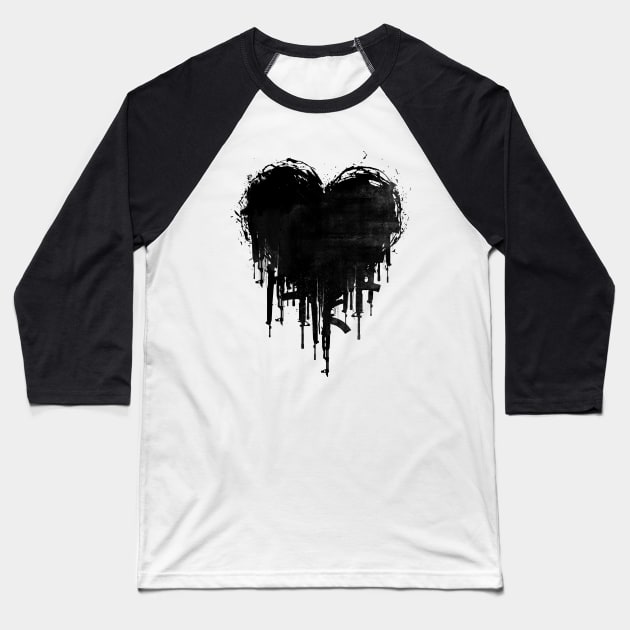 Dark Heart Baseball T-Shirt by angrymonk